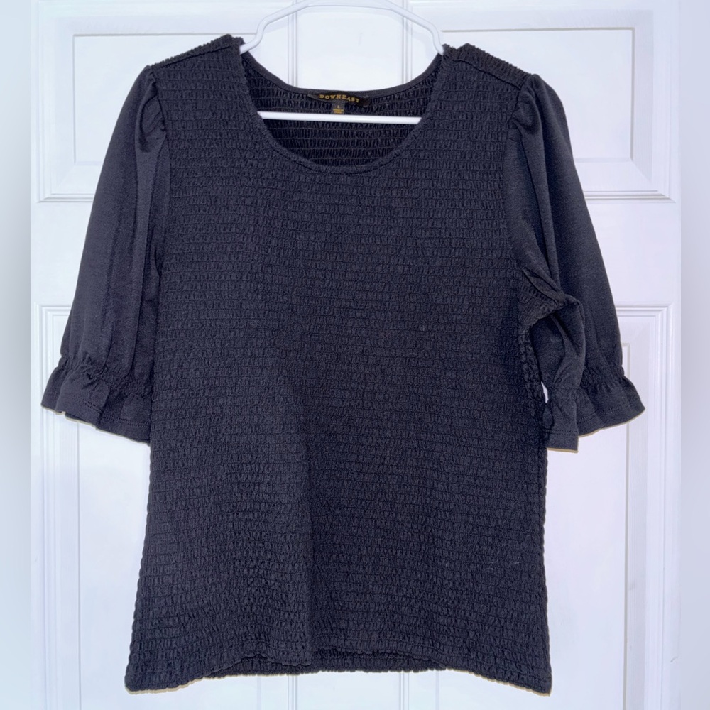DownEast Charcoal Black Textured Knit Top